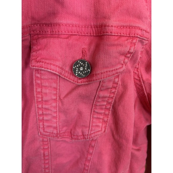 Gina Benotti Pink Denim Jacket Women's 18/20 (EU 50) Collarless Fuchsia 2XL - Picture 3 of 4